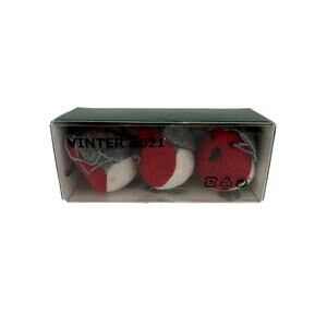 IKEA Vinter 2021 Felt Red White Gray Bird Ornaments Set of 3